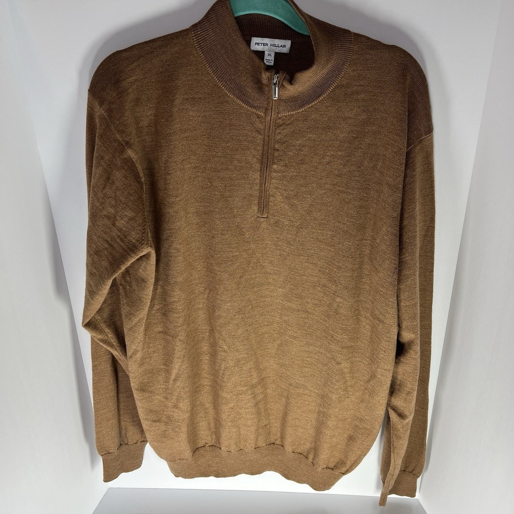 Peter Millar Men's Quarter Zip Autumn Crest Pullover Merino Wool Blend XL EUC